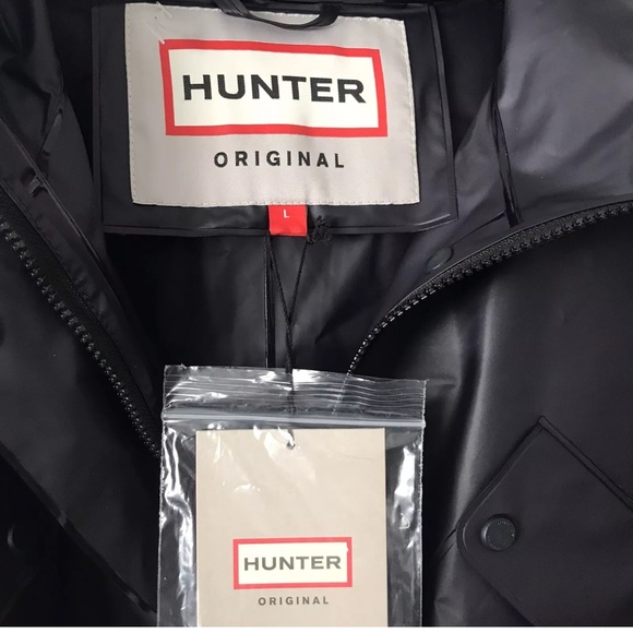 Hunter Original Hero Vinyl Waterproof Cropped Smock Navy Women’s SZ L NWT $180 - Picture 6 of 13